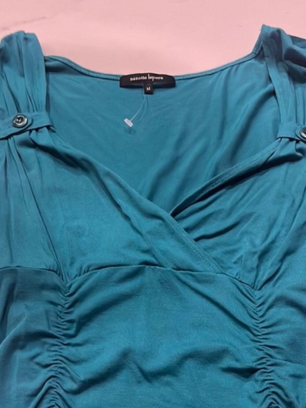 Nanette Lepore Turquoise Ruched Blouse - Picture 4 of 5
